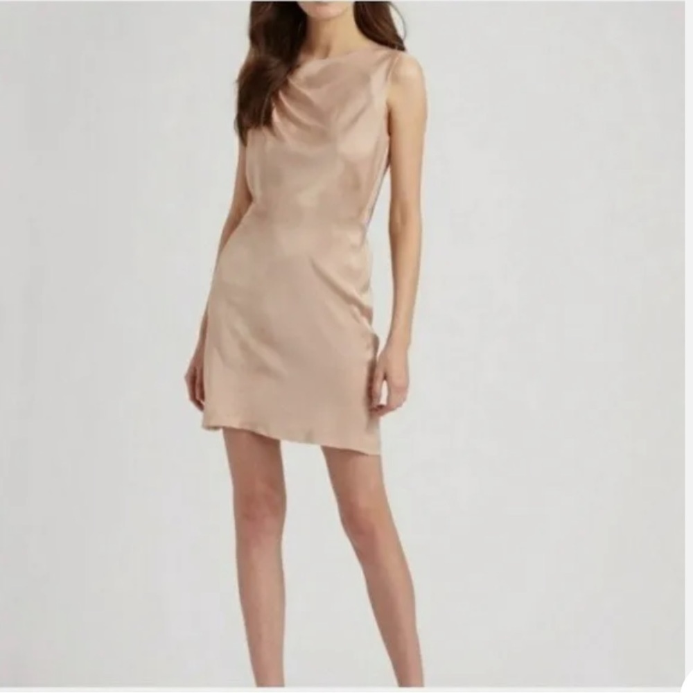 Theory Elvinia Silk Blend Sleeveless
Sheath Cocktail Slip Dress Beige Size 2